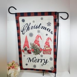 Gnome Merry Christmas Garden Flag. Garden Decor. Gnome front door decor.